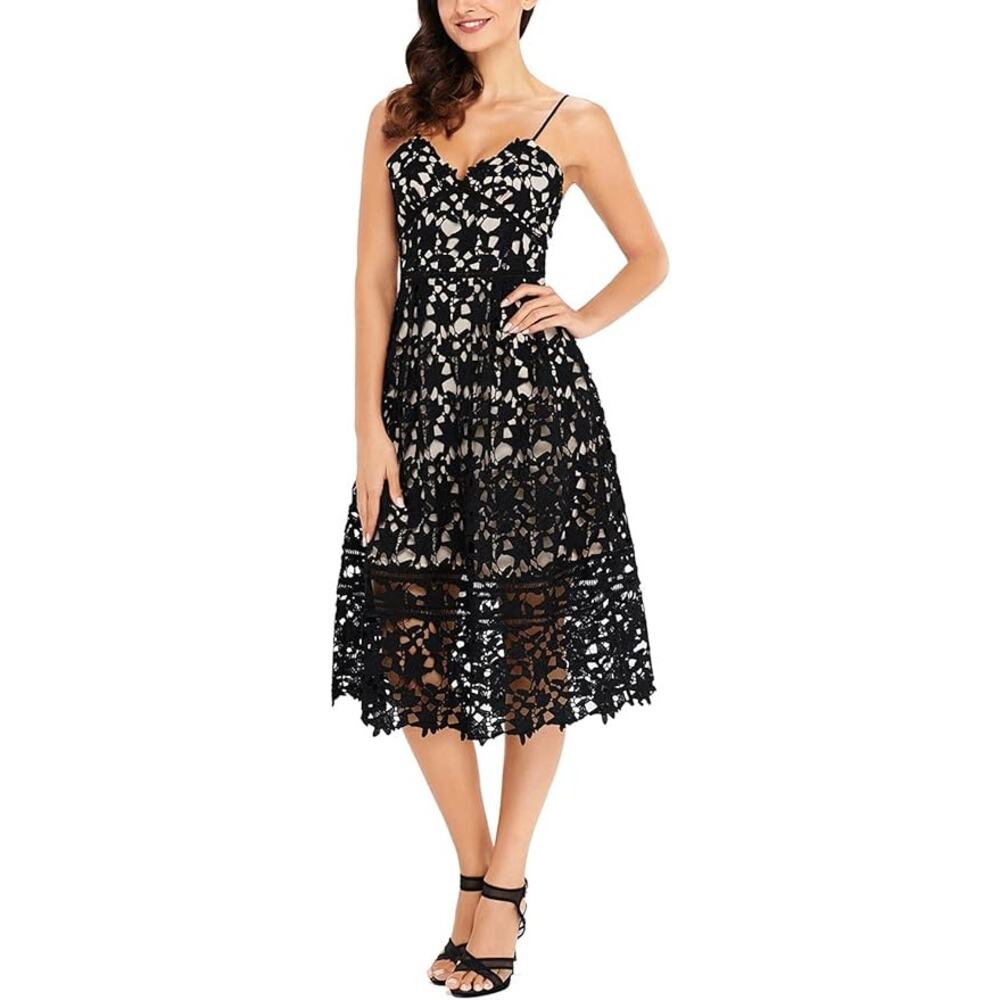 Black lace midi dress size small NWOT
